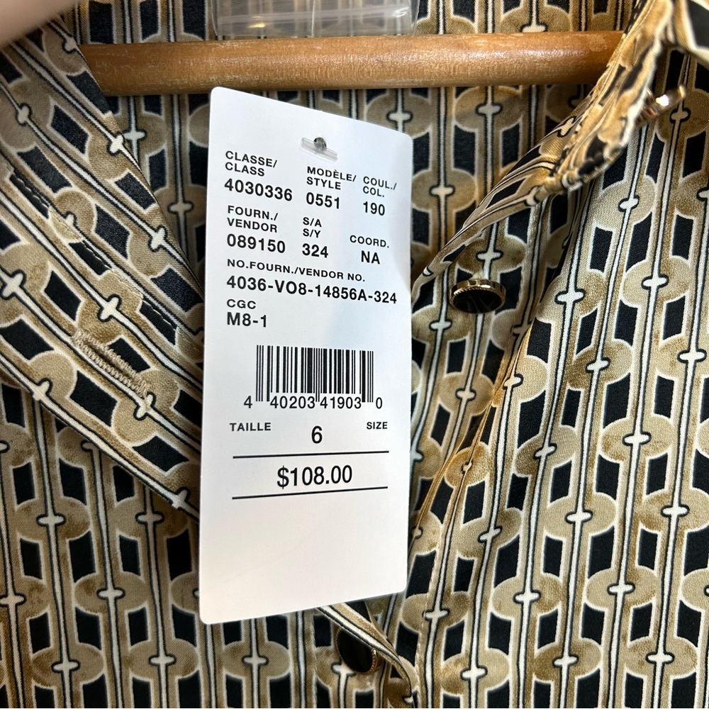 Laura Long Sleeve Geometric Print Blouse Brown Pattern - Picture 10 of 12